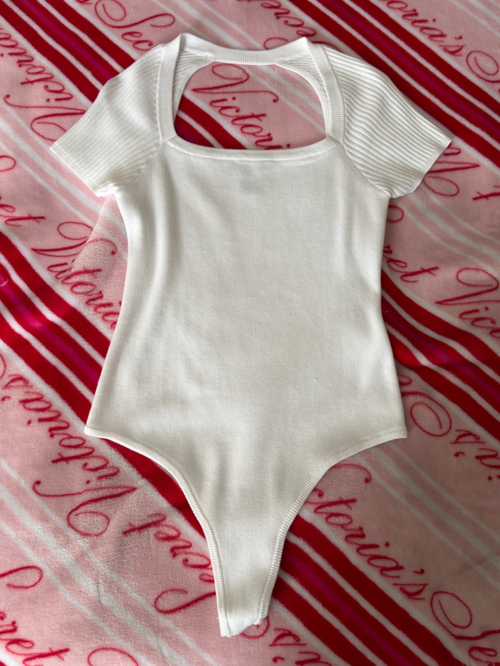 Forever 21 White Ribbed Short-Sleeve Bodysuit